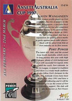 1997 Select Ansett Australia Cup #12 Gavin Wanganeen Back